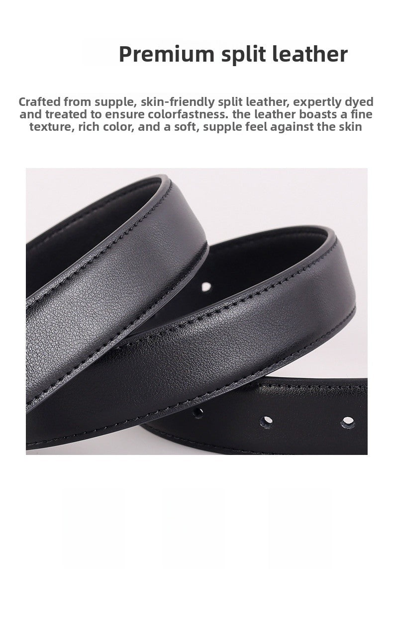 Women's Genuine Leather Commute Belt With Alloy Pin Buckle In Dyed Black