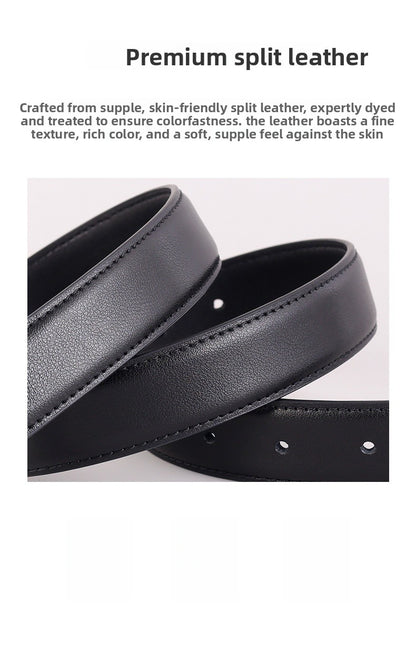 Women's Genuine Leather Commute Belt With Alloy Pin Buckle In Dyed Black