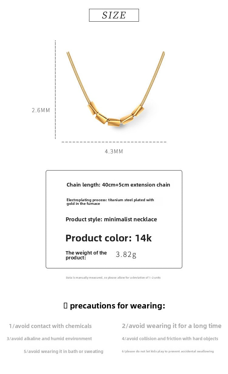 Gold Rhombus Necklace For Women With Titanium Steel Pendant And Snake Chain