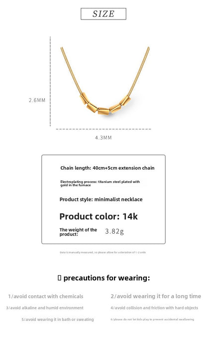 Gold Rhombus Necklace For Women With Titanium Steel Pendant And Snake Chain