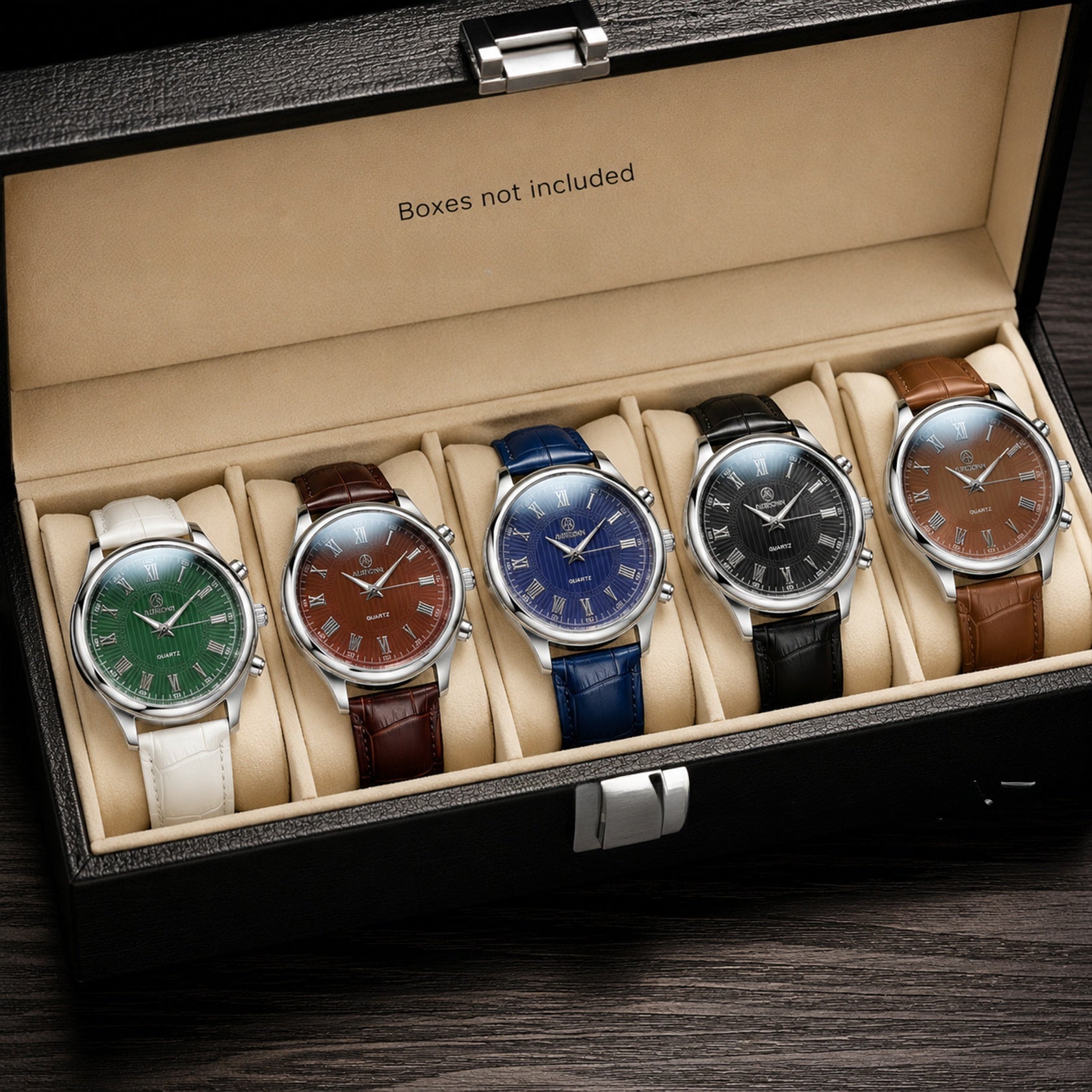 Men's Quartz Watch With Genuine Leather Strap And Pin Buckle, Round Dial Featuring Ordinary Glass Mirror And Pointer Display