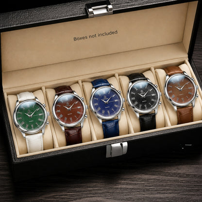 Men's Quartz Watch With Genuine Leather Strap And Pin Buckle, Round Dial Featuring Ordinary Glass Mirror And Pointer Display