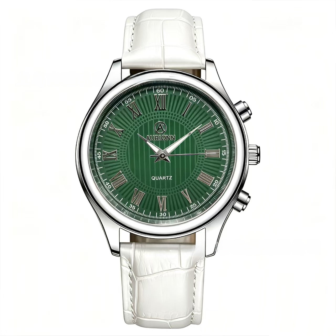 Men's Quartz Watch With Genuine Leather Strap And Pin Buckle, Round Dial Featuring Ordinary Glass Mirror And Pointer Display