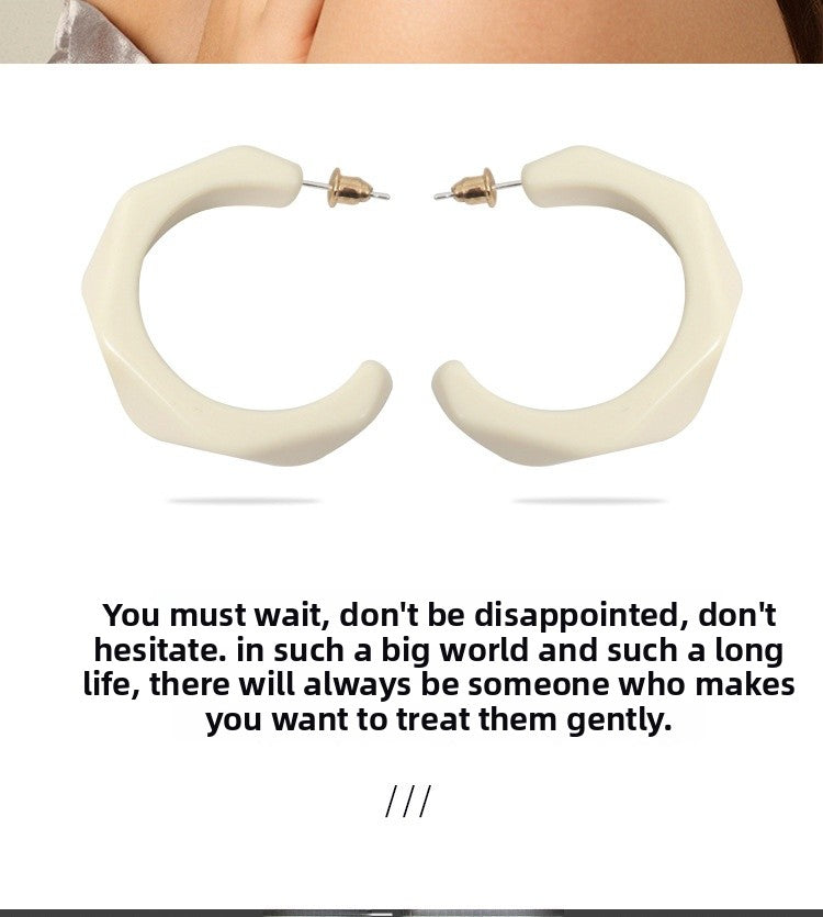 Simple Style Irregular White Stud Earrings For Women With 925 Sterling Silver Posts, Alloy Design