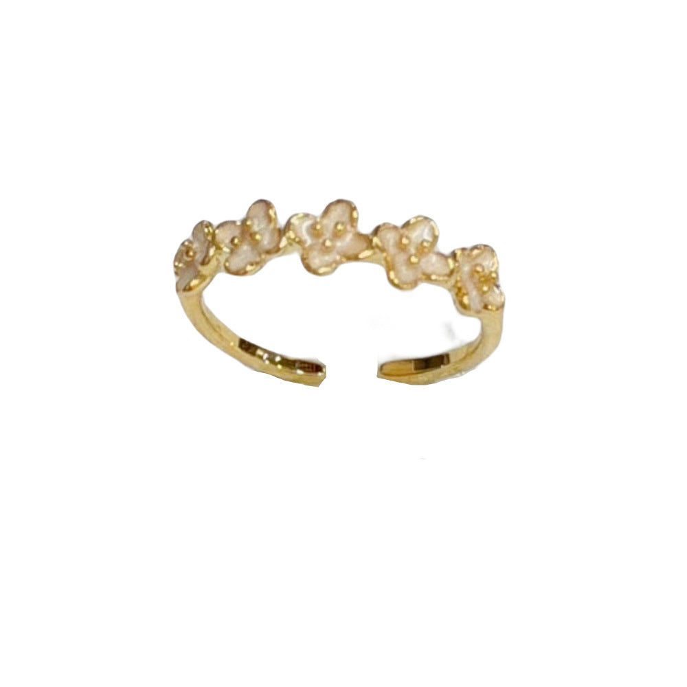 Sweet Flowers Open Ring For Women In Real Gold Plated Copper, Available In Gold