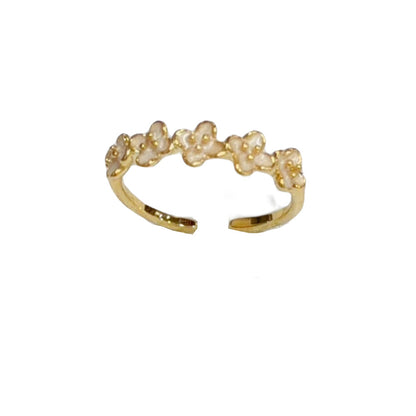 Sweet Flowers Open Ring For Women In Real Gold Plated Copper, Available In Gold