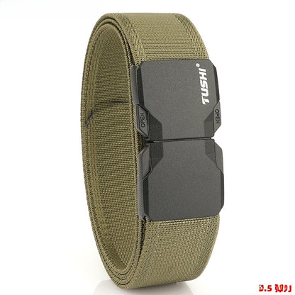 Men's Tactical Commute Belt With Alloy Buckle And Dyed Black Braid Surface Finish