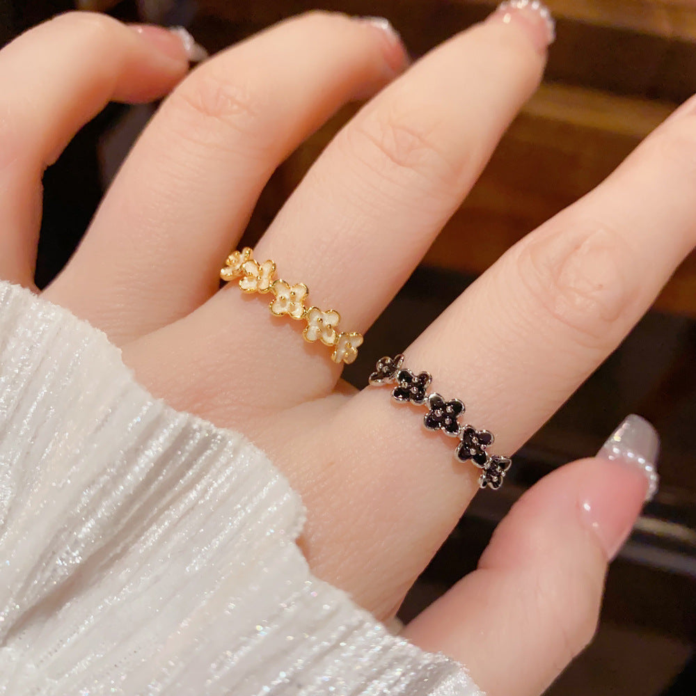 Sweet Flowers Open Ring For Women In Real Gold Plated Copper, Available In Gold
