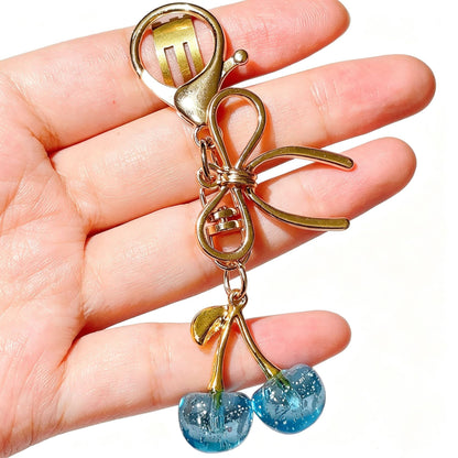 Sweet Cherry Pattern Alloy Key Chain With Lobster Trigger Clasp Closure, Electroplated Red Finish
