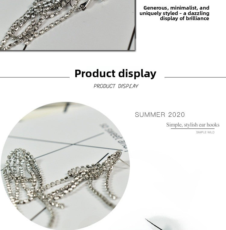 Tassel Earrings For Women, Alloy With Rhinestone Inlay Stud Earrings