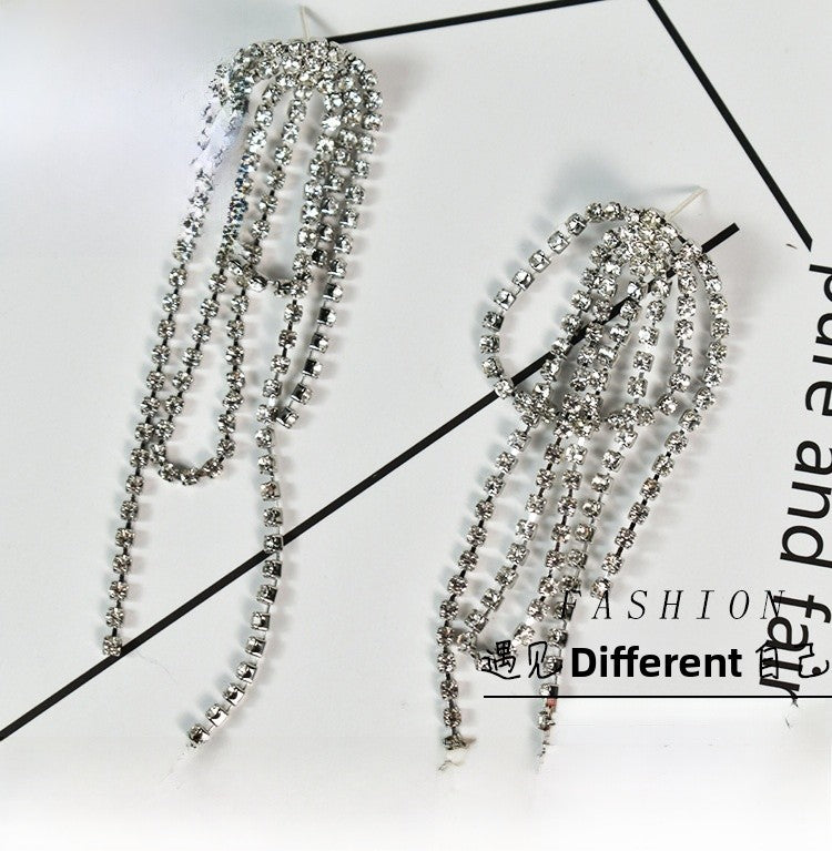 Tassel Earrings For Women, Alloy With Rhinestone Inlay Stud Earrings