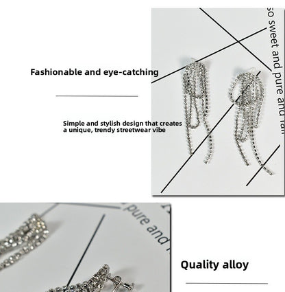 Tassel Earrings For Women, Alloy With Rhinestone Inlay Stud Earrings