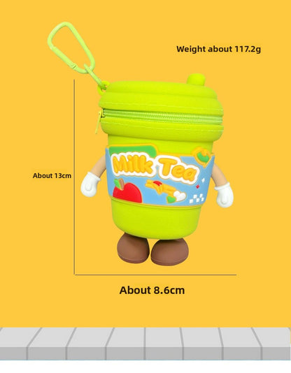 New Year Green Cup Key Chain With Silica Gel Bag Charm Accessory