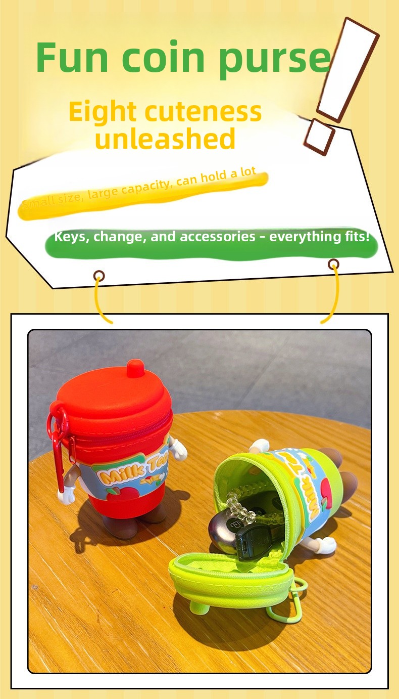 New Year Green Cup Key Chain With Silica Gel Bag Charm Accessory