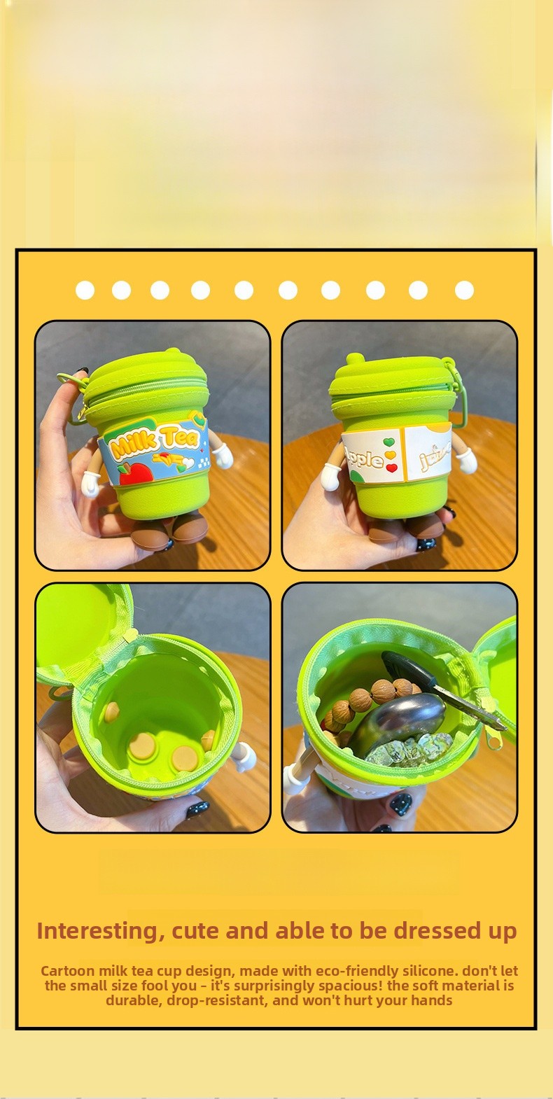 New Year Green Cup Key Chain With Silica Gel Bag Charm Accessory