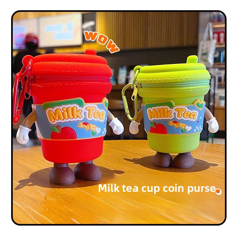 New Year Green Cup Key Chain With Silica Gel Bag Charm Accessory