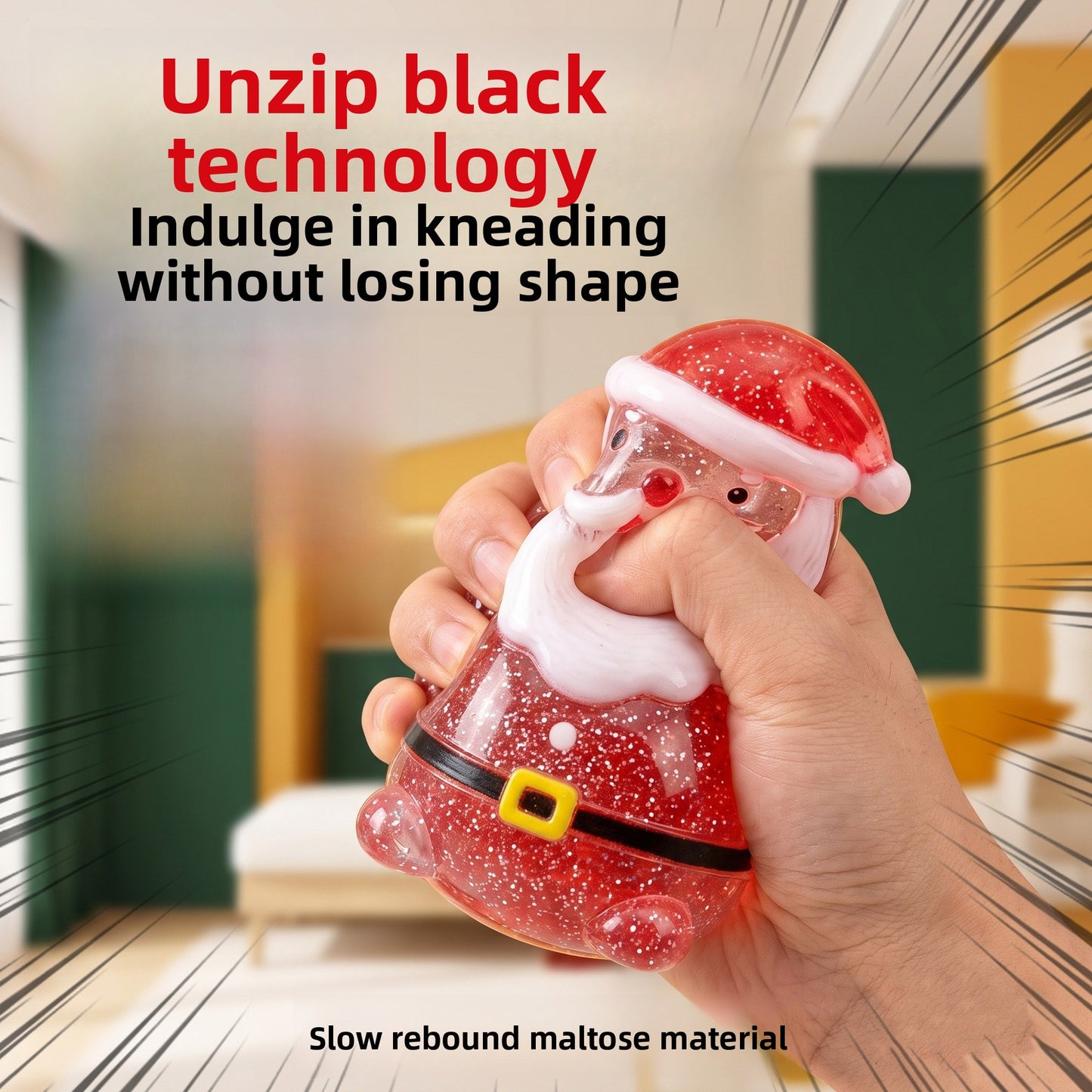 Christmas Santa Claus Squishy Toy Made Of Soft TPR Material, Multicolor Stress Relief Toy For Holiday Fun