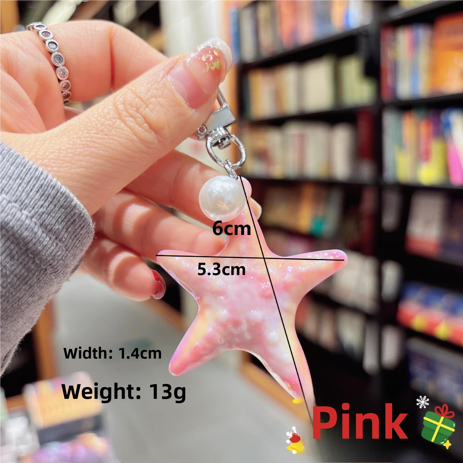Ocean Valentine's Day Natural Pink Key Chain In Acrylic Material, Perfect Gift For Loved Ones