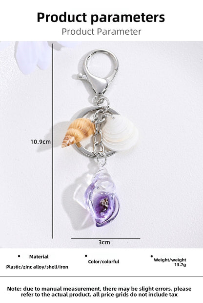 Conch Key Chain Featuring Shell Inlay And Durable Alloy Material