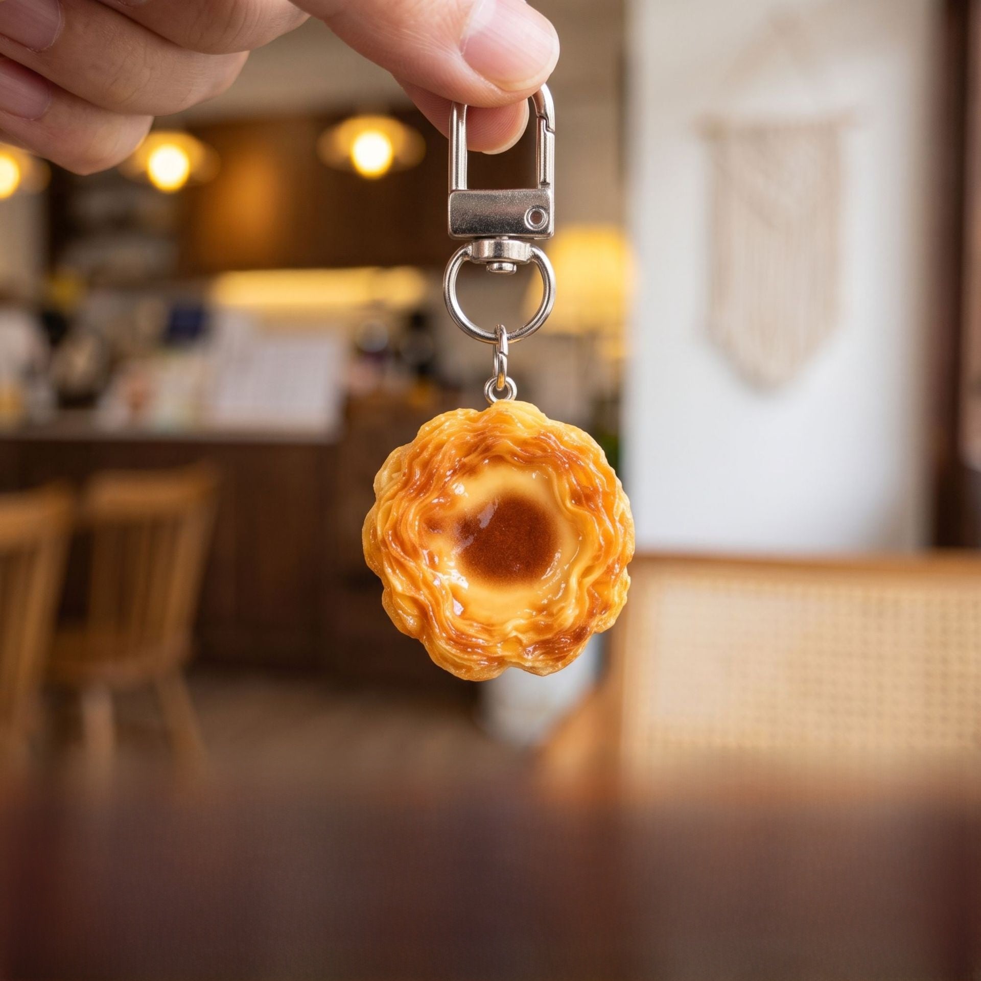 Food Pattern Resin Bag Charm Key Chain Featuring Durable Resin Material