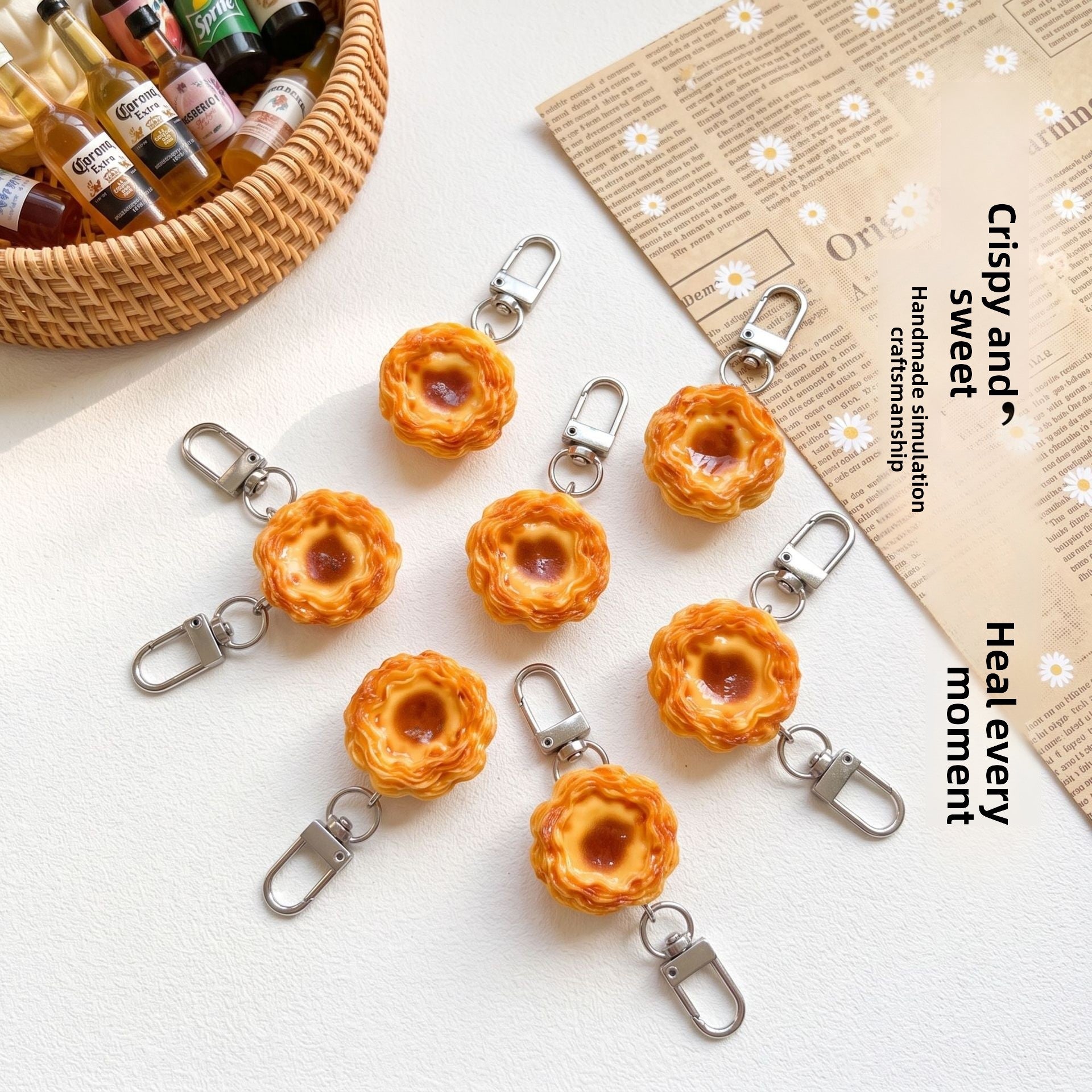 Food Pattern Resin Bag Charm Key Chain Featuring Durable Resin Material