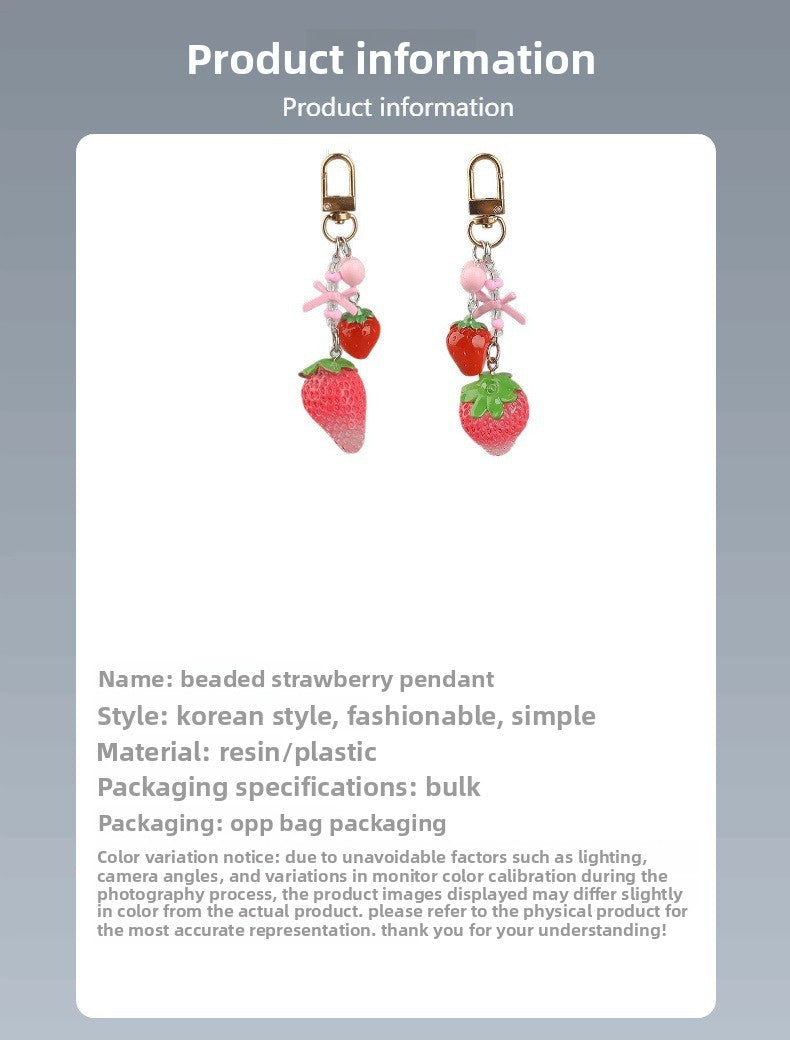 Transparent Epoxy Strawberry Key Chain Made Of Resin Featuring A Cute Style