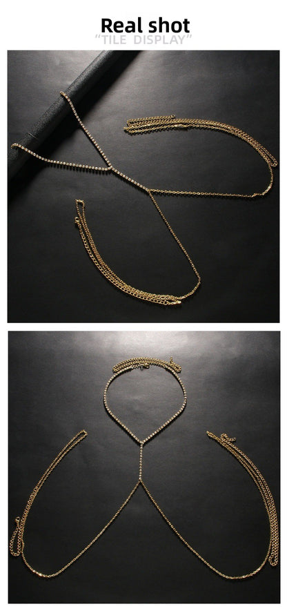 Metal Necklace With Rhinestone Pendant In Simple Style, Silver Color, Perfect For Bar Occasions