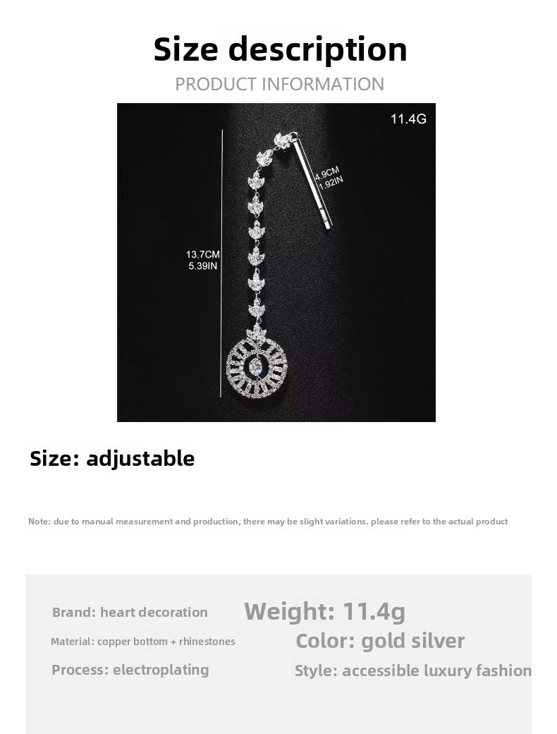 Geometric Ethnic Style Hair Chain For Women In Alloy With Silver Zircon Inlay Hairpin