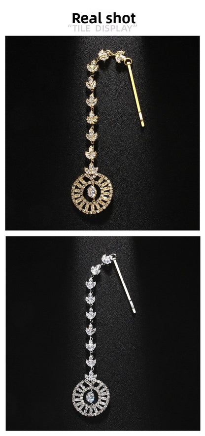 Geometric Ethnic Style Hair Chain For Women In Alloy With Silver Zircon Inlay Hairpin