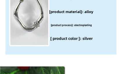Geometric Hoop Earrings For Women In Simple Style, Alloy With Artificial Pearl Inlay, Electroplated Finish
