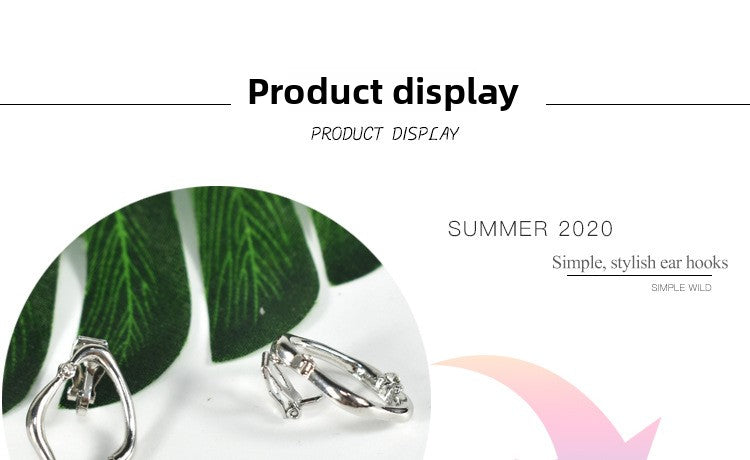 Geometric Hoop Earrings For Women In Simple Style, Alloy With Artificial Pearl Inlay, Electroplated Finish