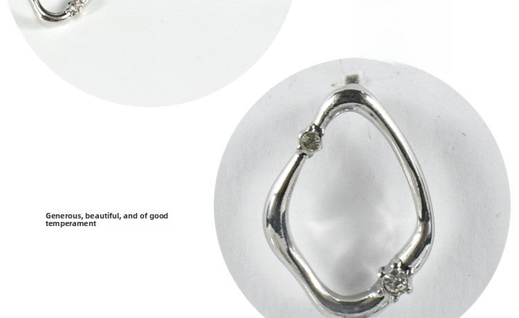 Geometric Hoop Earrings For Women In Simple Style, Alloy With Artificial Pearl Inlay, Electroplated Finish