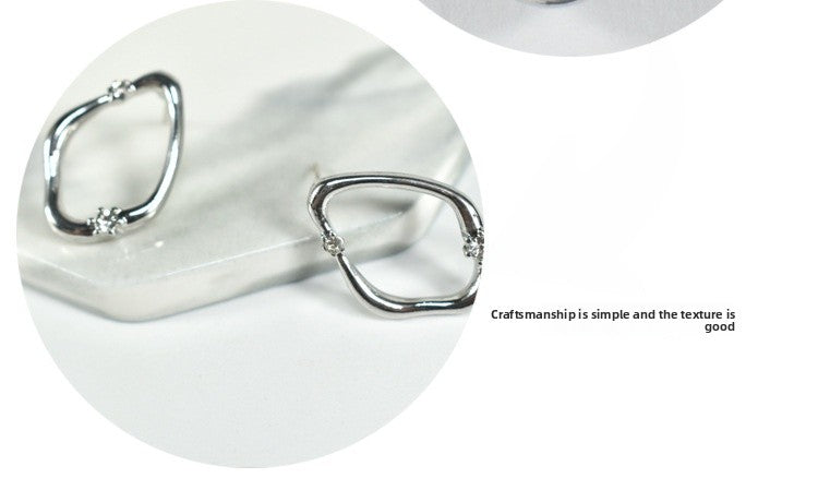 Geometric Hoop Earrings For Women In Simple Style, Alloy With Artificial Pearl Inlay, Electroplated Finish