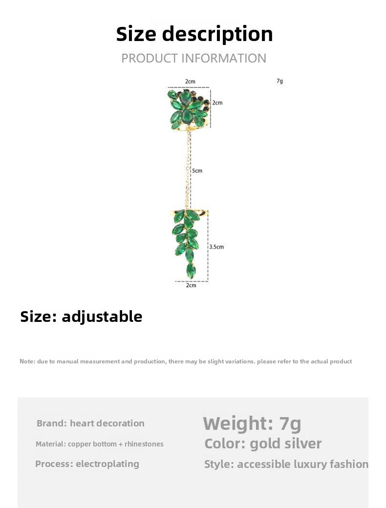 Geometric Green Alloy Ring For Women With Zircon Inlay, Featuring Electroplated Finish