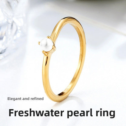 Water Droplets Rings For Women In Simple Style Featuring Claw Setting Made Of Titanium Steel With 14K Real Gold Electroplated