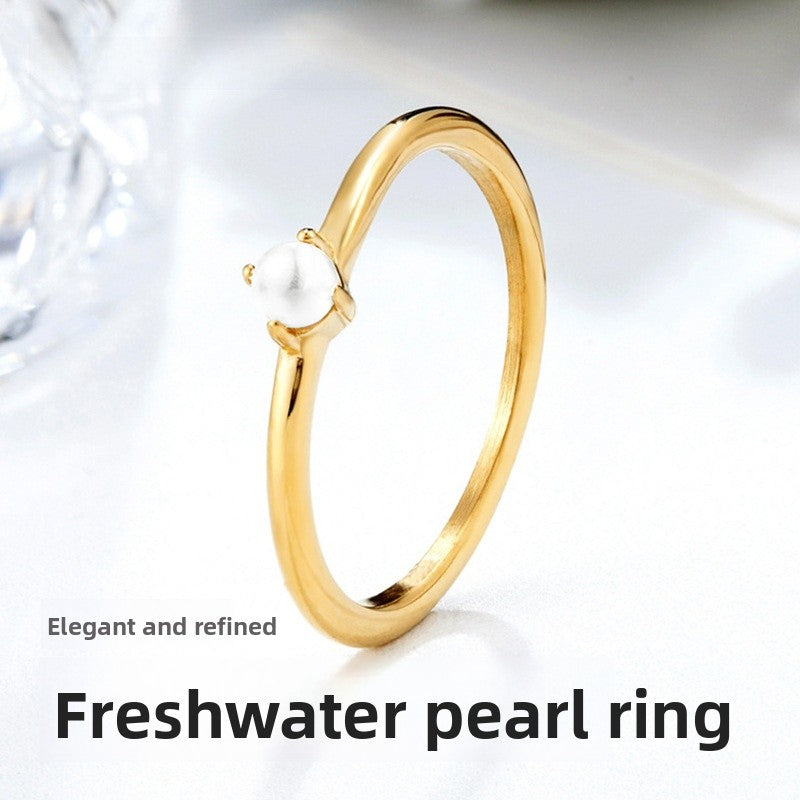 Water Droplets Rings For Women In Simple Style Featuring Claw Setting Made Of Titanium Steel With 14K Real Gold Electroplated