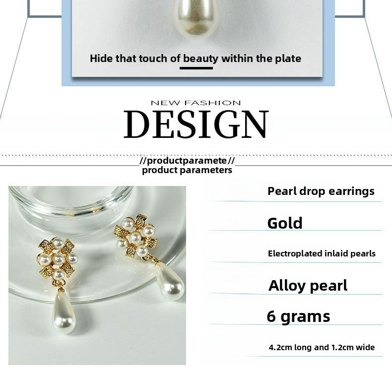 Alloy Earrings With Artificial Pearl Inlay, Featuring 925 Sterling Silver Ear Pins For Women In Silver