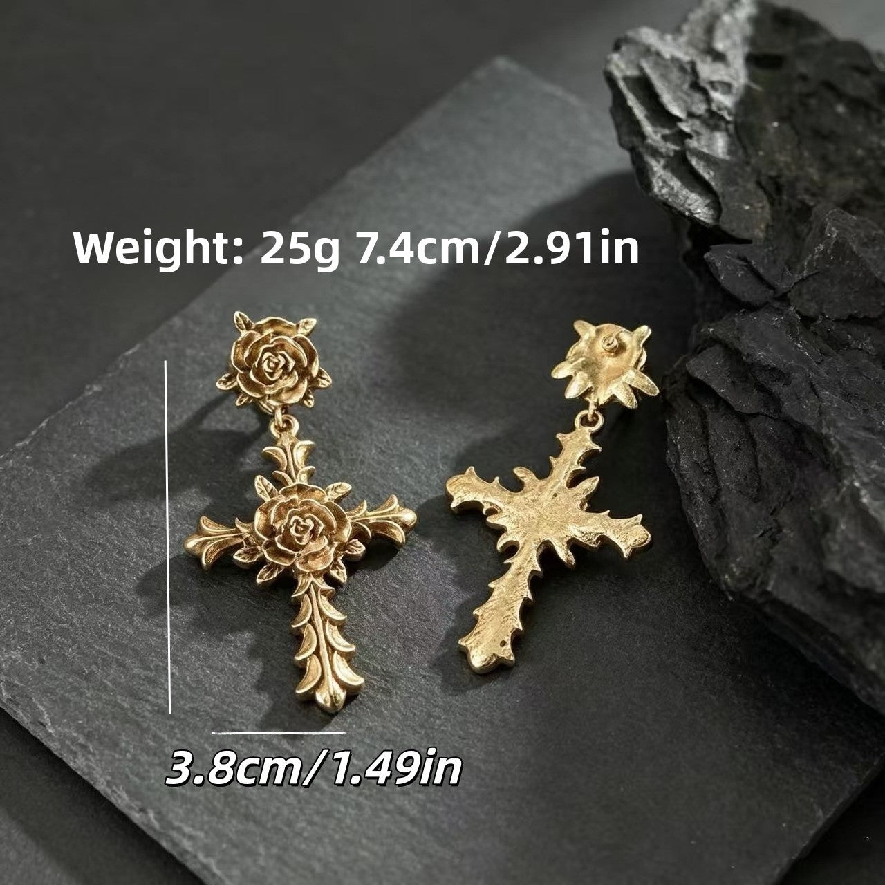 Rose Carving Drop Earrings For Unisex Featuring 925 Sterling Silver Ear Pins In Retro Style Made Of Zinc Alloy