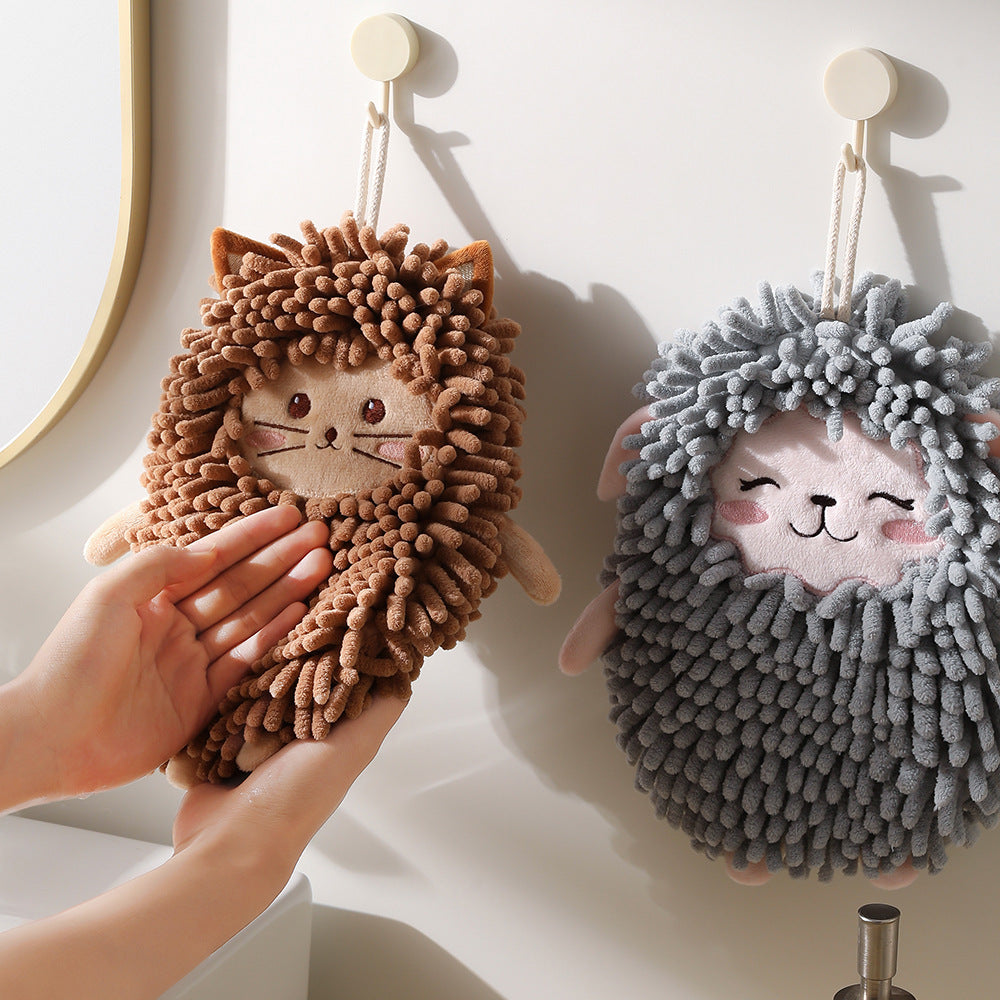 Cute Chenille Towels With Embroidery, Soft And Absorbent Hand Towels For Home Use