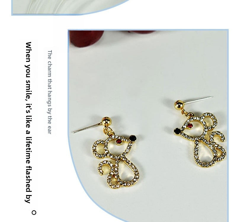 Simple Style Animal Stud Earrings For Women With 925 Sterling Silver Posts And Silver Alloy Featuring Artificial Gemstones