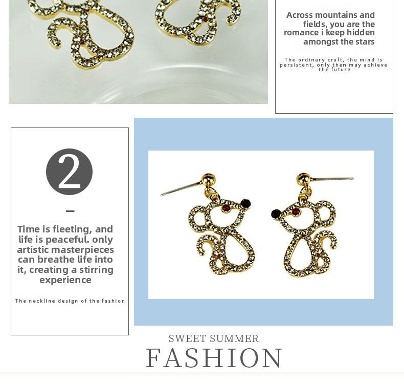 Simple Style Animal Stud Earrings For Women With 925 Sterling Silver Posts And Silver Alloy Featuring Artificial Gemstones