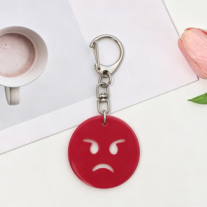 Smiley Face Key Chain In Acrylic Material Featuring Durable Acrylic Inlay