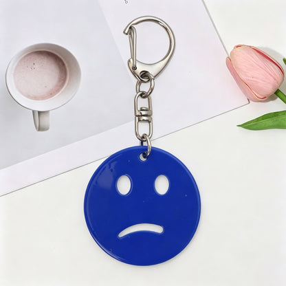 Smiley Face Key Chain In Acrylic Material Featuring Durable Acrylic Inlay