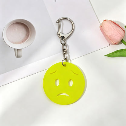 Smiley Face Key Chain In Acrylic Material Featuring Durable Acrylic Inlay