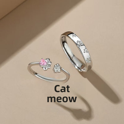 Romantic Copper Cat Rings For Couples, 1 Pair