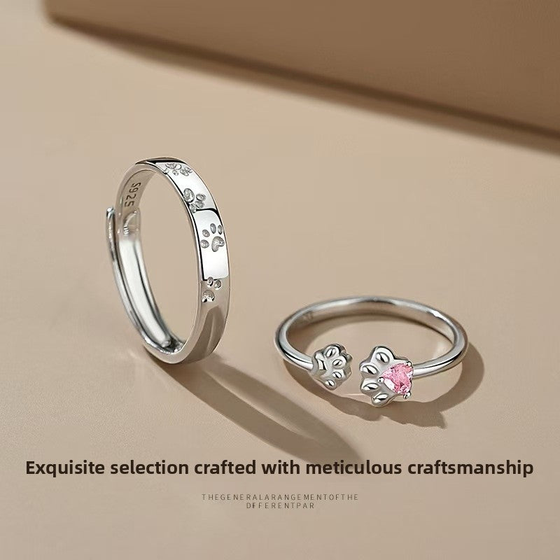 Romantic Copper Cat Rings For Couples, 1 Pair