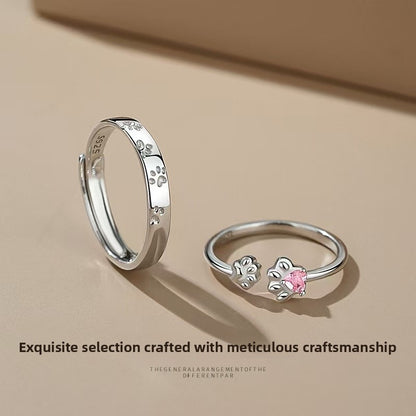 Romantic Copper Cat Rings For Couples, 1 Pair