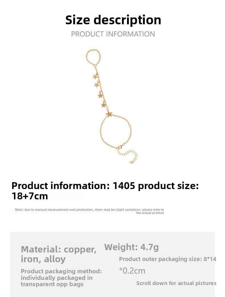 Simple Style Pentagram Hand Chain Bracelet For Women In Iron, Perfect For Beach Wear