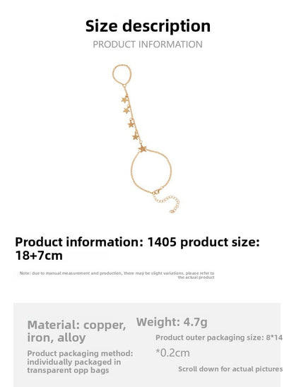 Simple Style Pentagram Hand Chain Bracelet For Women In Iron, Perfect For Beach Wear