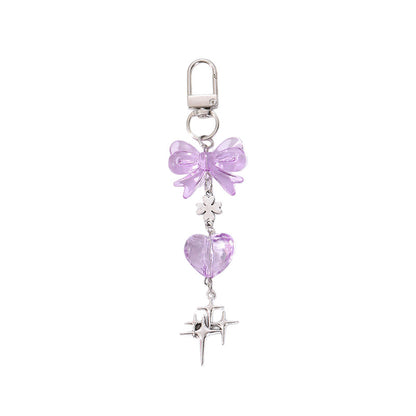 Blue Bow Tie Bag Charm Key Chain Featuring Acrylic Material
